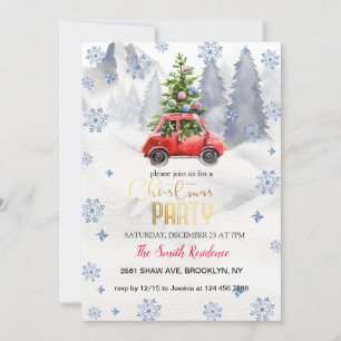 Invitación Camión Rojo navidades, Montañas Snowy