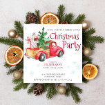 Invitación Camión rojo rústico vintage con árbol de Navidad<br><div class="desc">Vintage camión rojo rústico con árbol de Navidad y regalos,  invitación de fiesta de Feliz Navidades.</div>
