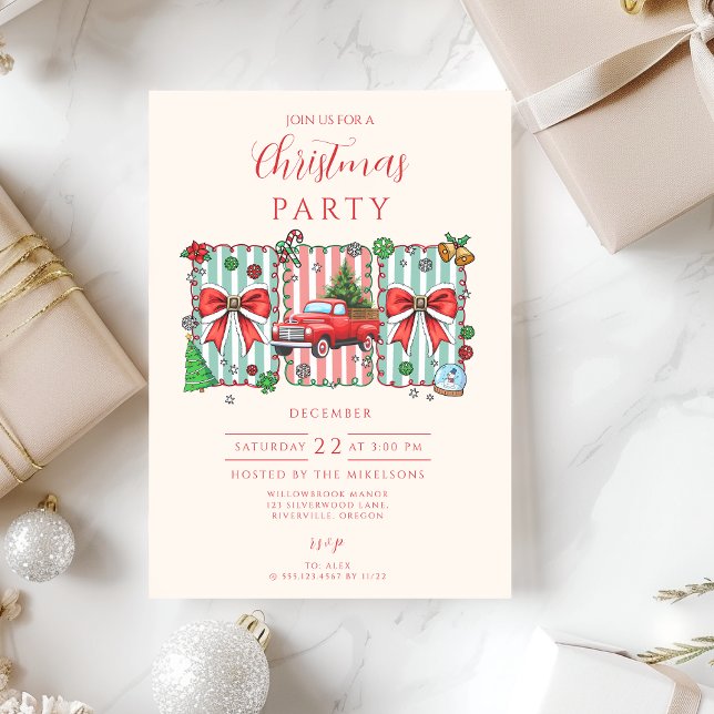 Invitación Camión Rojo Vintage de Navidad (Subido por el creador)