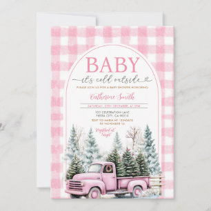 Invitación Camión rosa bebé está frío fuera de Baby Shower
