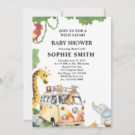 Invitación Camión salvaje Safari Camper Van Baby Shower