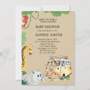 Invitación Camión salvaje Safari Camper Van Baby Shower