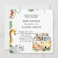Camión salvaje Safari Camper Van Baby Shower