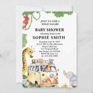 Invitación Camión salvaje Safari Camper Van Baby Shower