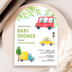 Invitación Camión Scooter Vehículos Transporte Fiesta de Bebé