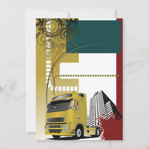 Invitación Camión Semirremolque Amarillo Urbano Silueta Urban