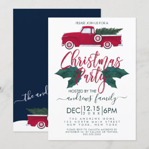 Invitación Camión verde rojo ruso deja Fiesta a Navidades