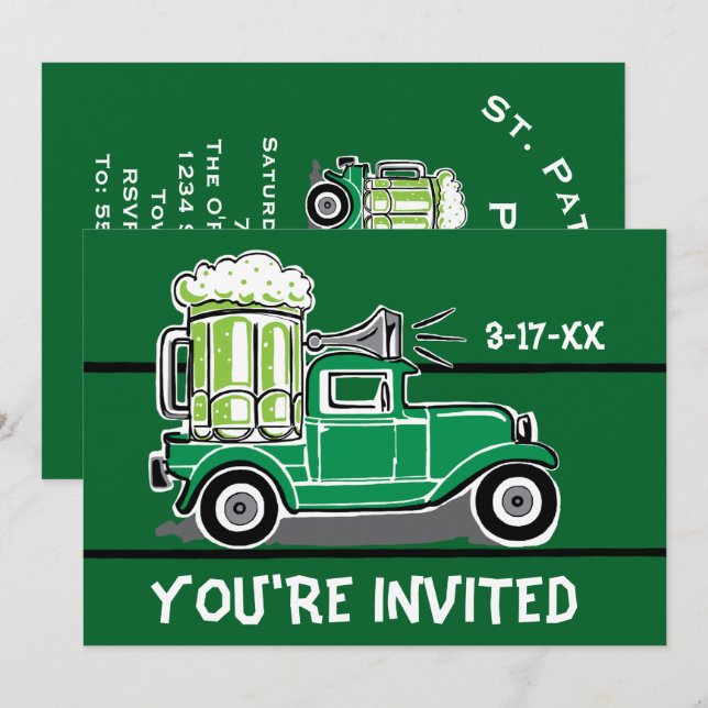 Invitación Camión vinícola verde St Patrick's Day Fiesta (Anverso / Reverso)