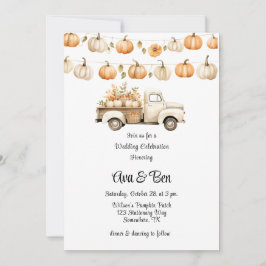 Invitación Camión vintage con la celebración del Boda Pumpkin