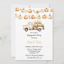 Invitación Camión vintage de otoño con partido de compromiso