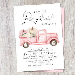 Invitación Camión virtual Baby Shower de calabaza floral Vint