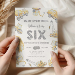 Invitación Camión volcado de construcción SEIS Fiesta de cump