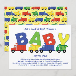 Invitación Camiones Baby Shower Dump Truck Boy