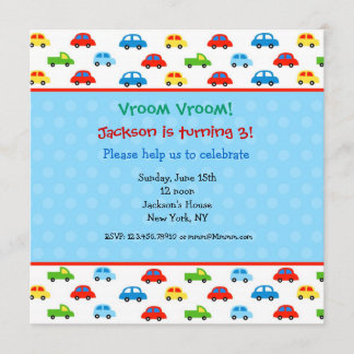 Invitación Camiones de autos Fiesta de cumpleaños invita a ni