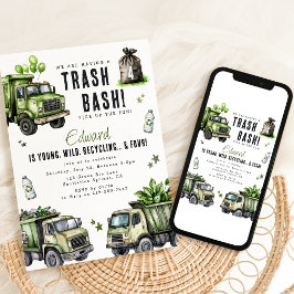 Invitación Camiones de basura divertidos | Fiesta de cumpleañ