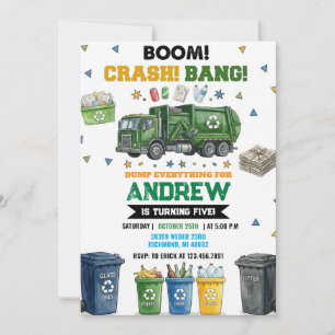 Invitación Camiones de basura modernos personales Cumpleaños 