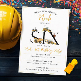 Invitación Camiones de basurero de construcción 6º cumpleaños