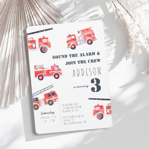 Invitación Camiones de bomberos Cumpleaños niño 3 años