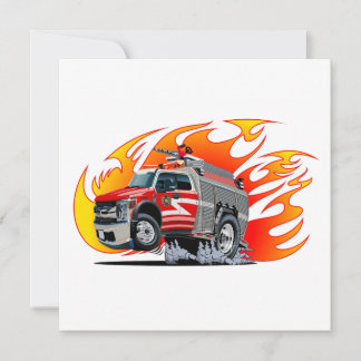 Invitación Camiones de bomberos de dibujos animados