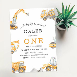 Invitación Camiones de Construcción 1er Cumpleaños