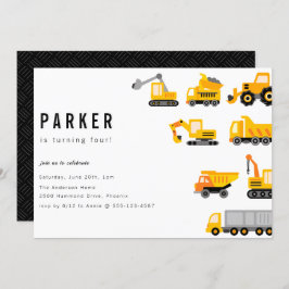 Invitación Camiones de construcción Cumpleaños tema