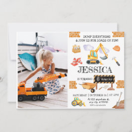 Invitación Camiones de construcción Cumpleaños tema