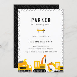 Invitación Camiones de construcción Cumpleaños tema