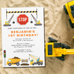 Invitación Camiones de construcción Fiesta de cumpleaños 1