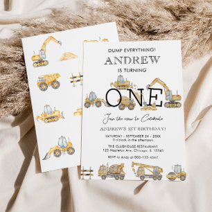 Invitación Camiones de construcción Fiesta de cumpleaños 1