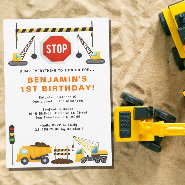 Invitación Camiones de construcción Fiesta de cumpleaños 1 (Subido por el creador)