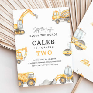 Invitación Camiones de construcción Fiesta de cumpleaños Cual