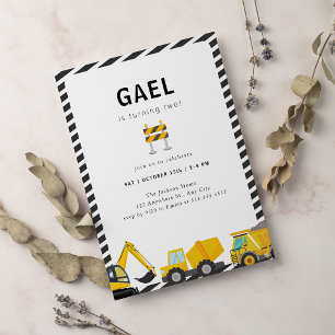 Invitación Camiones de construcción Fiesta de cumpleaños simp