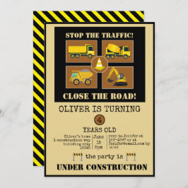 Invitación Camiones de construcción | Fiesta de cumpleaños te