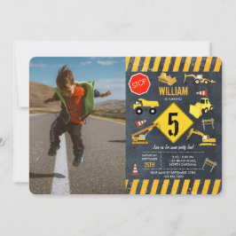 Invitación Camiones de construcción Maquinaria pesada Foto Cu