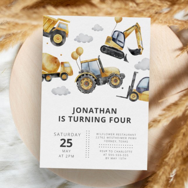 Invitación Camiones de construcción por año niños cumpleaños (Subido por el creador)