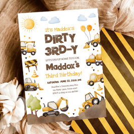 Invitación Camiones de Construcción sucios Cumpleaños del Ter