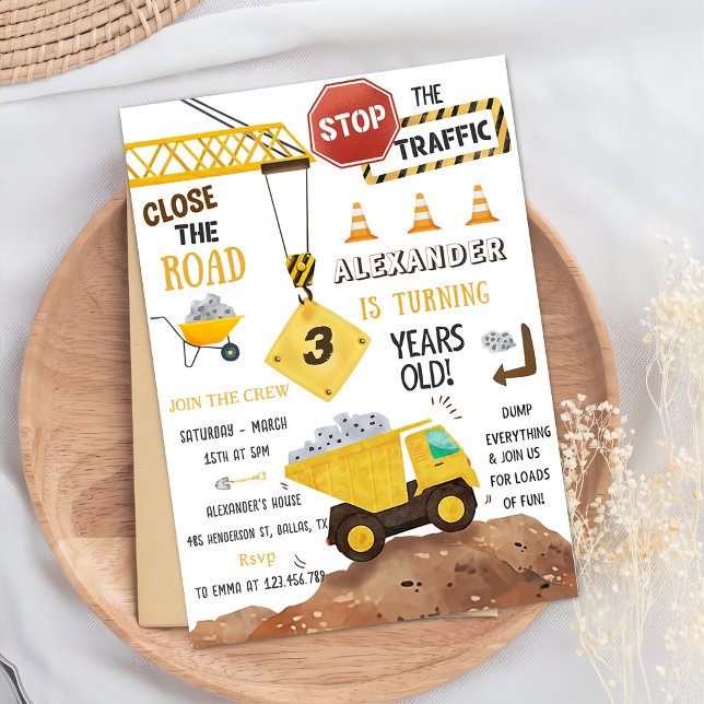 Invitación Camiones de construcción Tema 3 Fiesta de cumpleañ (Subido por el creador)