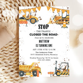 Invitación Camiones de construcción Tema Cumpleaños Conjunto