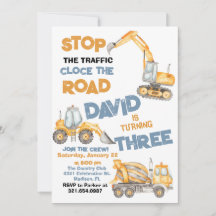 Camiones de construcción tercer Fiesta de cumpleañ