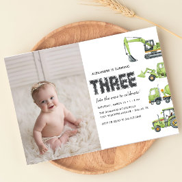 Invitación Camiones de construcción Vehículos chicos tercer c
