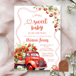 Invitación Camiones de fresa Baby Shower de verano