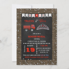 Invitación Camiones de Pizarra o Tiaras Rojo Gris Revelación 