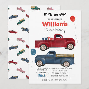 Invitación Camiones de recolección Cute Vehículos Niños Fiest