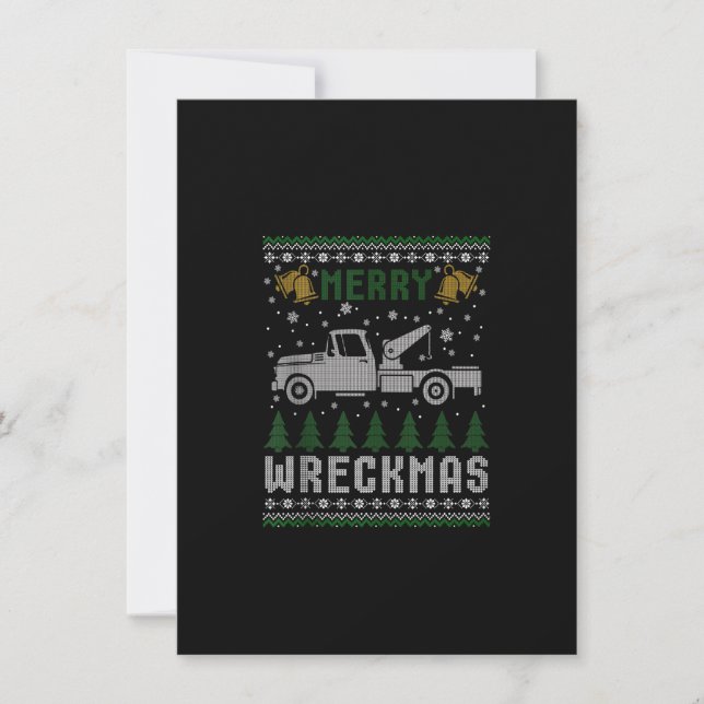 Invitación Camiones de remolque Navidades Merry Wtemmas Ugly  (Anverso)