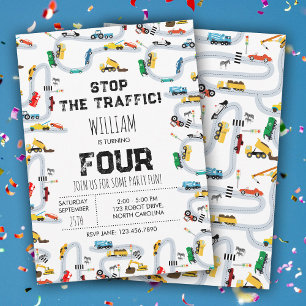 Invitación Camiones de transporte paran tráfico Cumpleaños