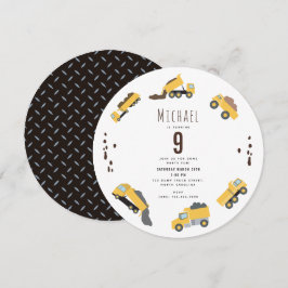Invitación Camiones de vertedero Cute Construcción Ciclo Cump