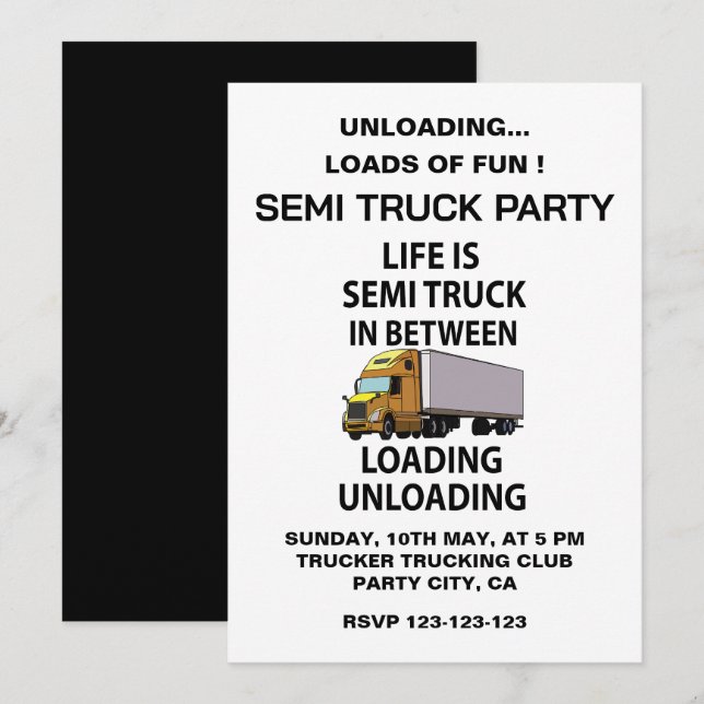 Invitación Camiones Semirremolques Fiesta de Conductor de Cam (Anverso / Reverso)
