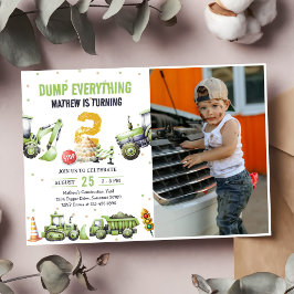 Invitación Camiones y excavadores Construcción Foto de 2º cum