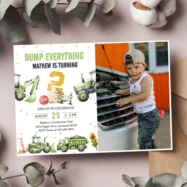 Invitación Camiones y excavadores Construcción Foto de 2º cum (Subido por el creador)