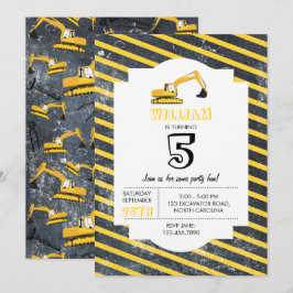 Invitación Camiones y herramientas de construcción de excavad